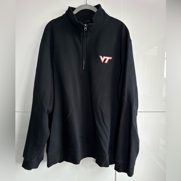 Virginia Tech 1/4 Zip Black Size XXL Sweatshirt Embroidered Logo Hokie VT - Picture 1 of 6